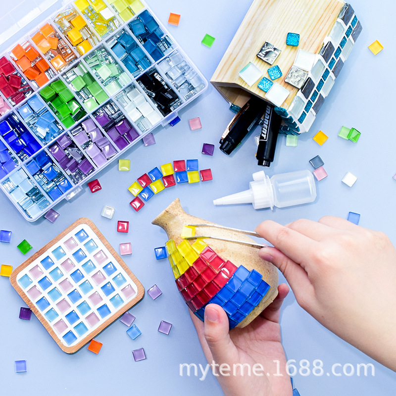 450 grains of colored crystal glass 1 cm mosaic collage creative art children's handmade diy materials