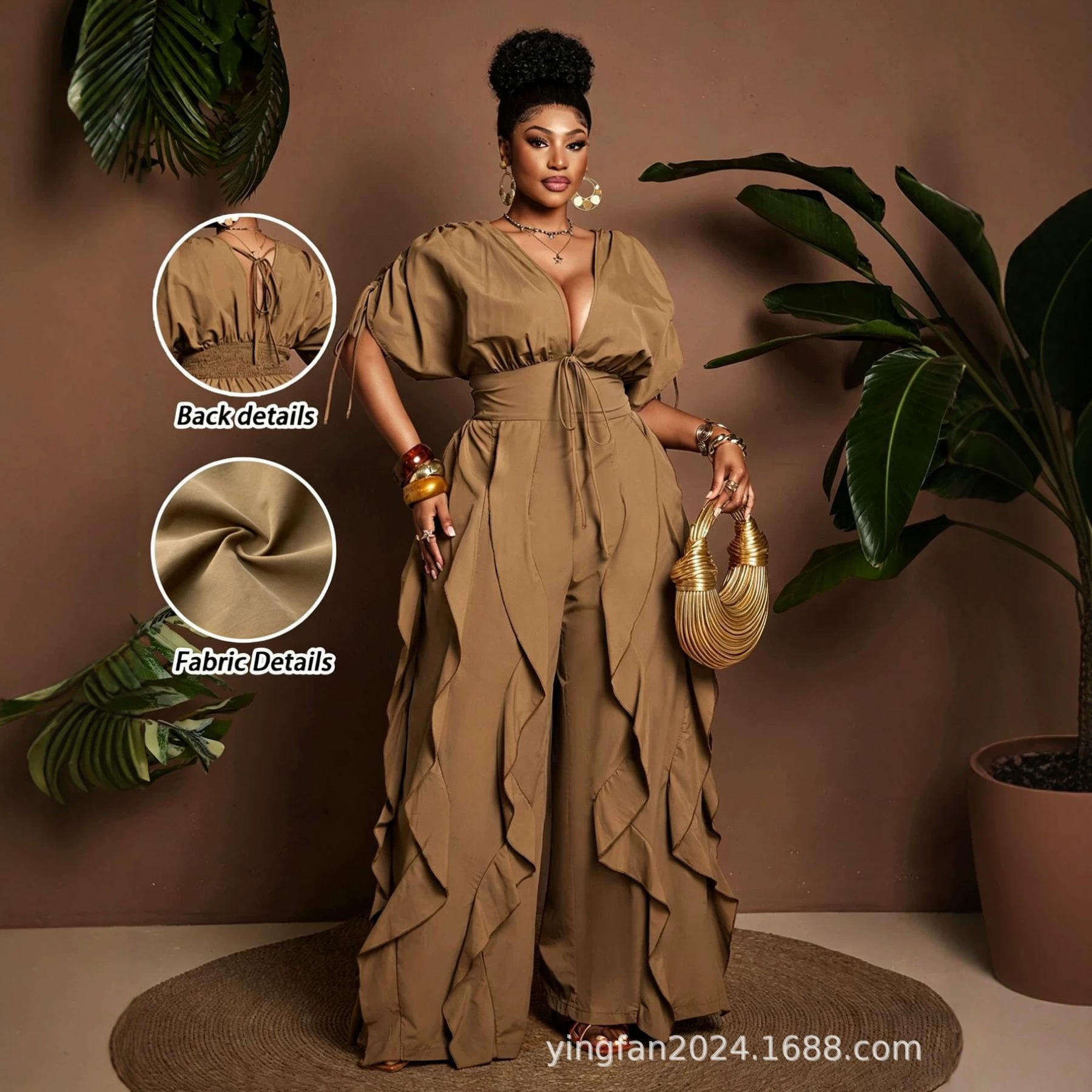 Amazon TikTok Pinduoduo cross-border foreign trade European and American plus-size women's European and American style drapey jumpsuit