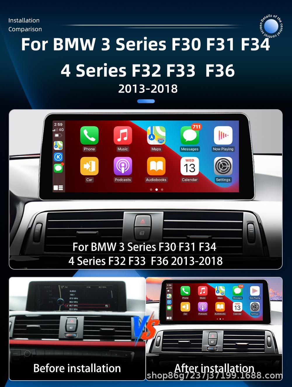 Suitable for Bmw F30 F32 12.3inch Navigation Gps All-In-One Device Bluetooth Central Control Large Screen Carplay Central Control Screen