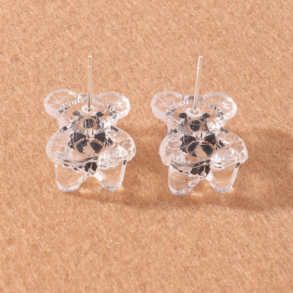 Wholesale Jewelry Cute Transparent Resin Bear Earrings Nihaojewelry display picture 3