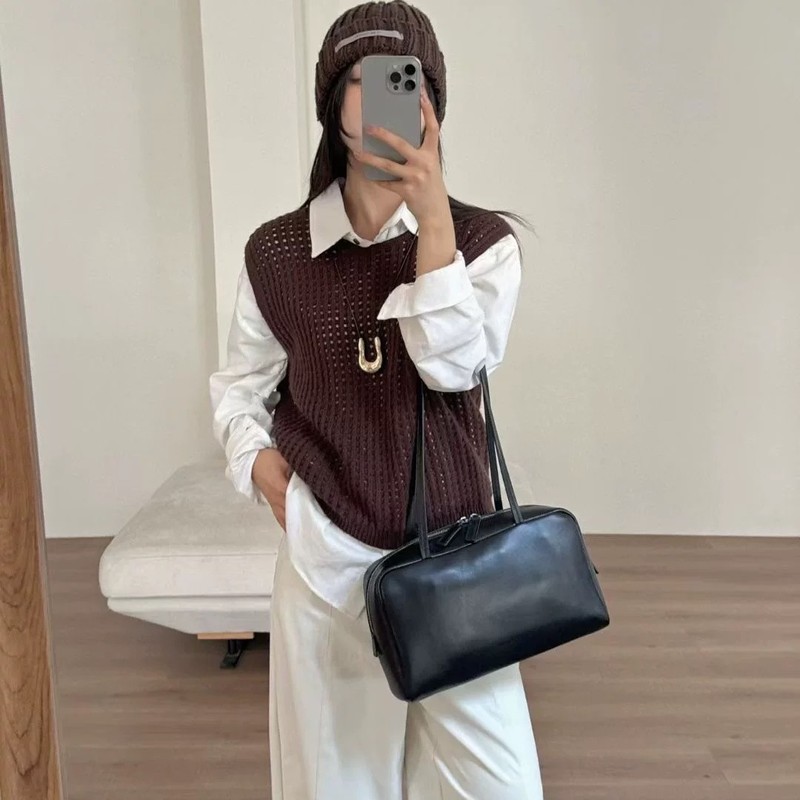 进口小羊皮Astra保龄球女包单肩包|undefined