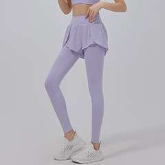 Highly elastic fake two-piece sports pants for women, slimming yoga pants, spring and summer tight-fitting outer wear running training fitness pants