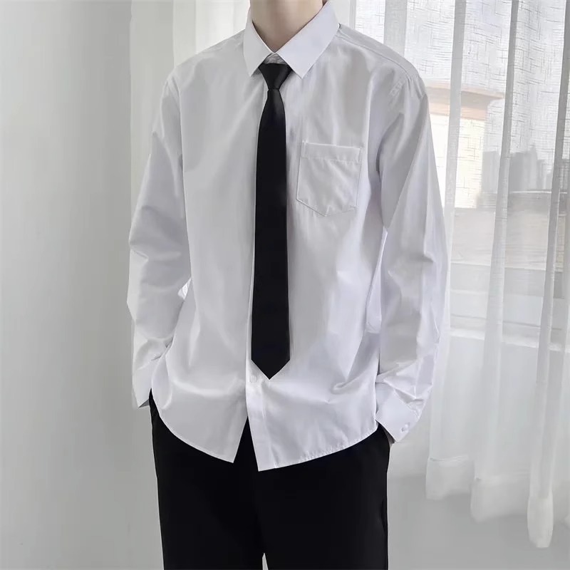 Japanese Student Casual Versatile Jk Shirt Set Class Uniform Dk Uniform Men's Full Set Long-Sleeve Tie Pure White Shirt