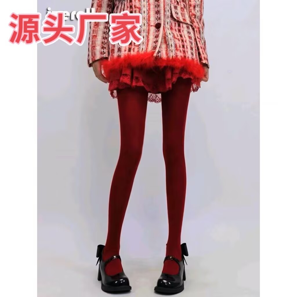 wine red Pantyhose Pantyhose Women's Spring Summer and Autumn Socks High Elastic Impermeable Meat Black Meat Color Base Socks Foreign Trade