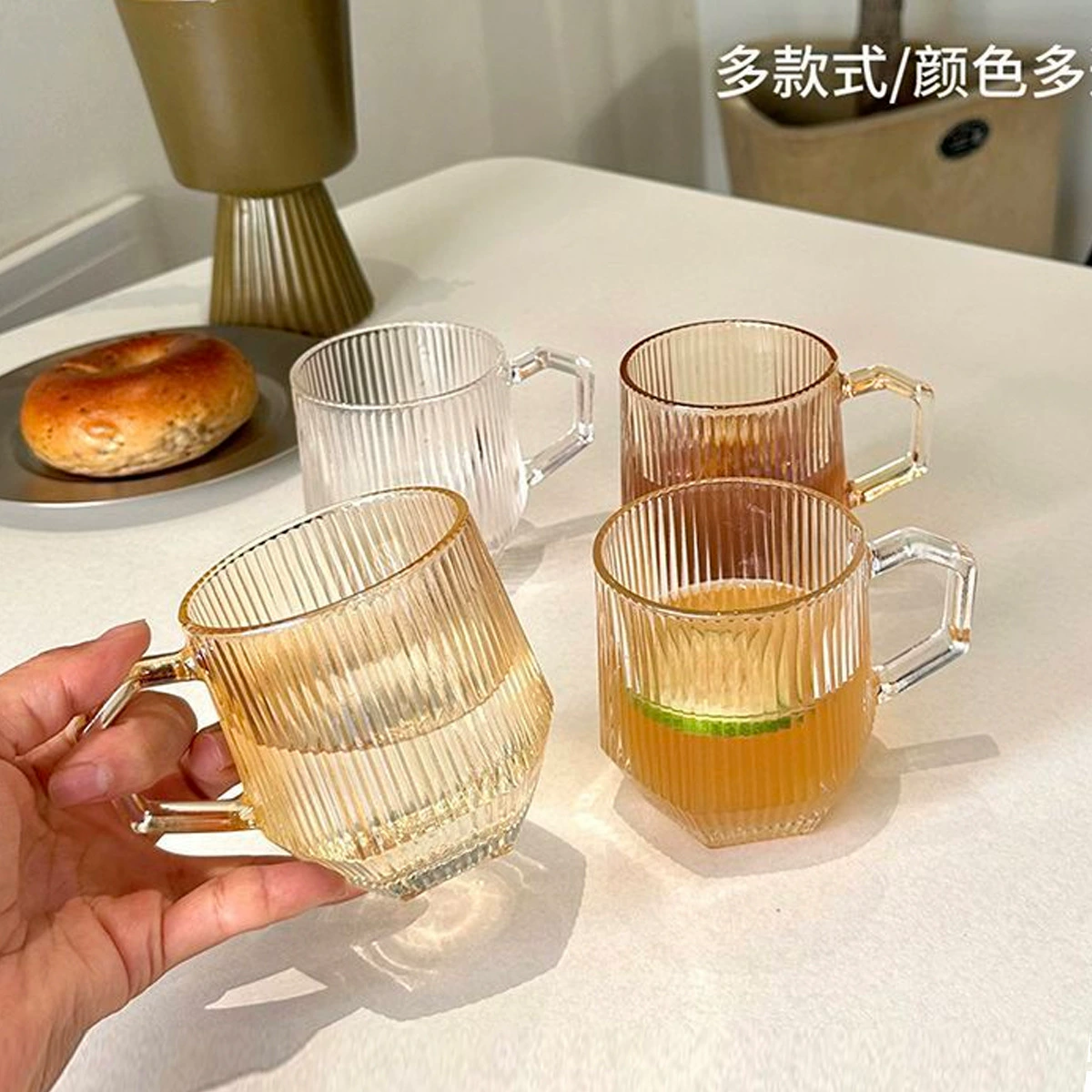 Стеклянная чашка для воды, набор чашек с ручкой, чайная чашка, ценная коллекция, набор кофейной чашки, завтрак