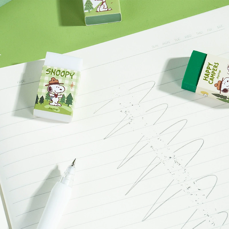 悦木 Snoopy - Camping Diary Series Eraser Anime Cartoon Student Pencil Drawing Easy to Erasp without Dishes