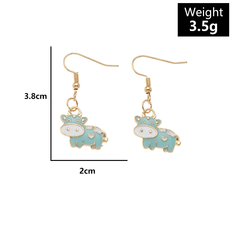 Cartoon Alloy Dripping Oil Soft Cute Little Cow Earring Ear Jewelry display picture 1