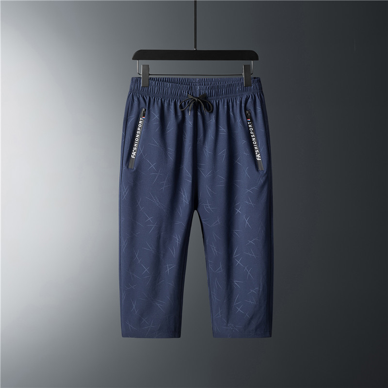 Hombres más tamaño verano transpirable ligero hielo seda recortada pantalones juventud ocio al aire libre fresco aire acondicionado pantalones stretch shorts