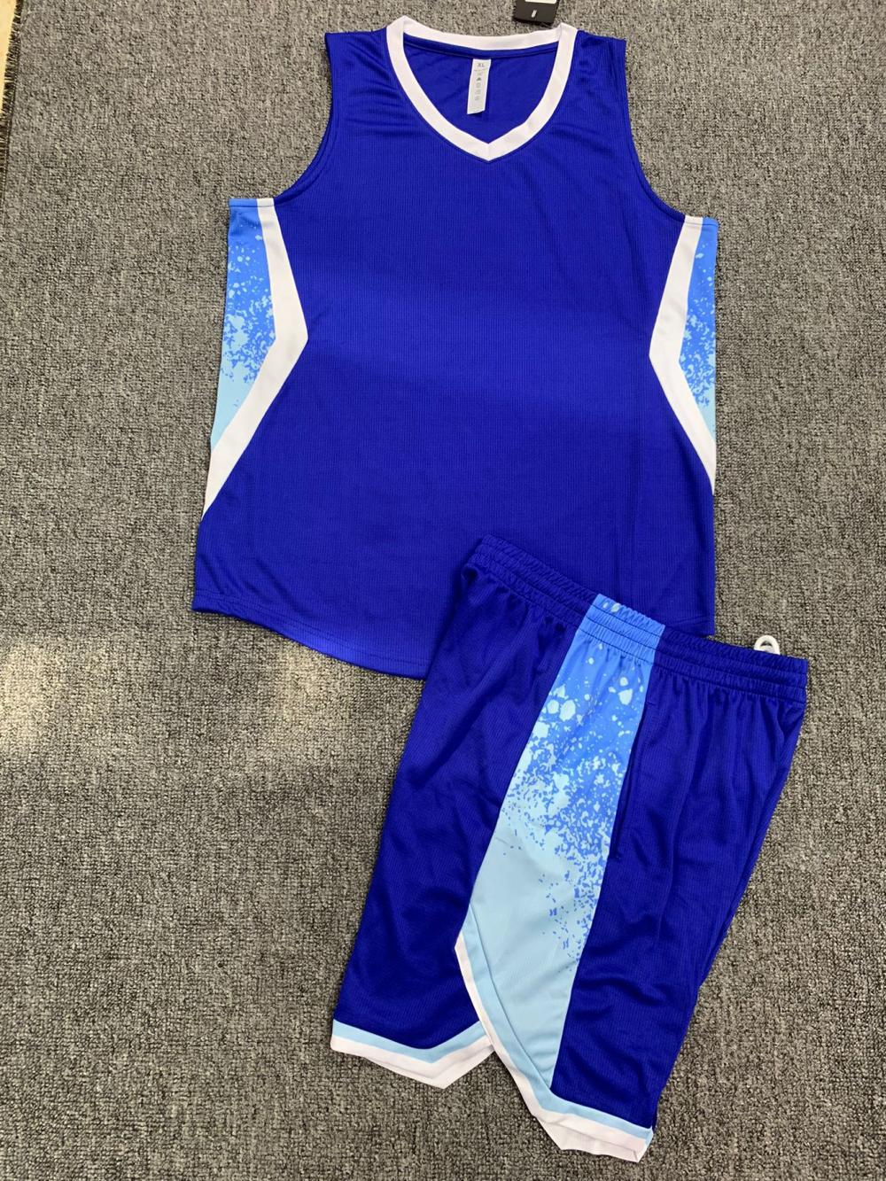 Juego de ropa de baloncesto masculino de verano compra de grupo de equipos de impresión de camiseta azul corporativa secado rápido LQ352