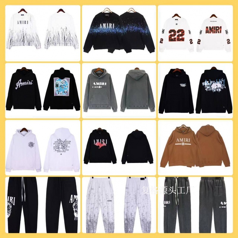 美式潮牌AM1R1 ICON街头泼墨字母LOGO印花宽松帽衫男连帽卫衣外贸