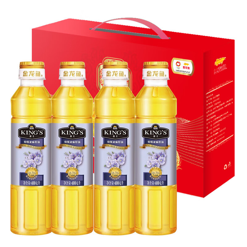 金龙鱼KINGS特级亚麻籽油礼盒400ml*4 T