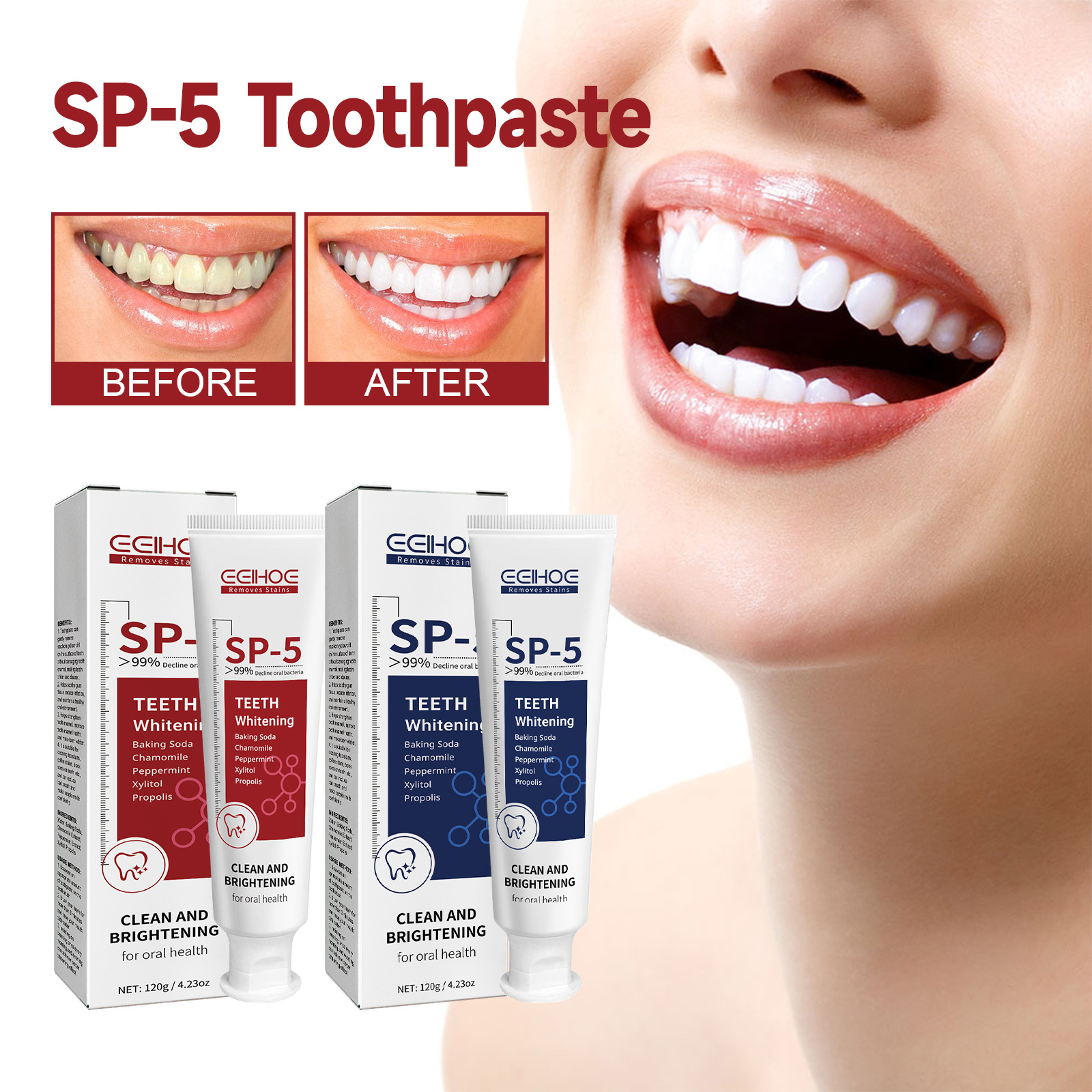 EELHOE 牙齒亮白牙膏 去牙漬黃牙清新口氣炫白美牙清潔口腔護理