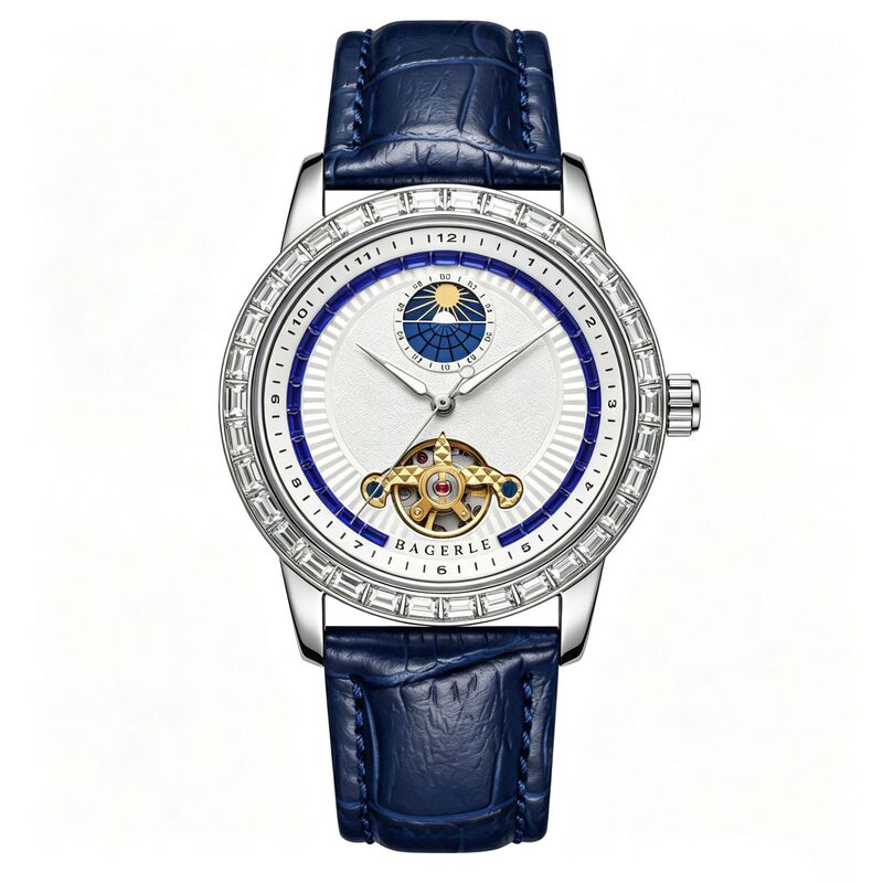 Baili Ocean Heart Fully Automatic Mechanical Men's Watch with Hollow Design, Full Diamond Bezel, Deep Blue Crocodile Leather Strap, Available for Dropshipping Baili Ocean Heart Fully Automatic Mechanical Men's Watch with Hollow Design, Full Diamond Bezel, Deep Blue Crocodile Leather Strap, Available for Dropshipping