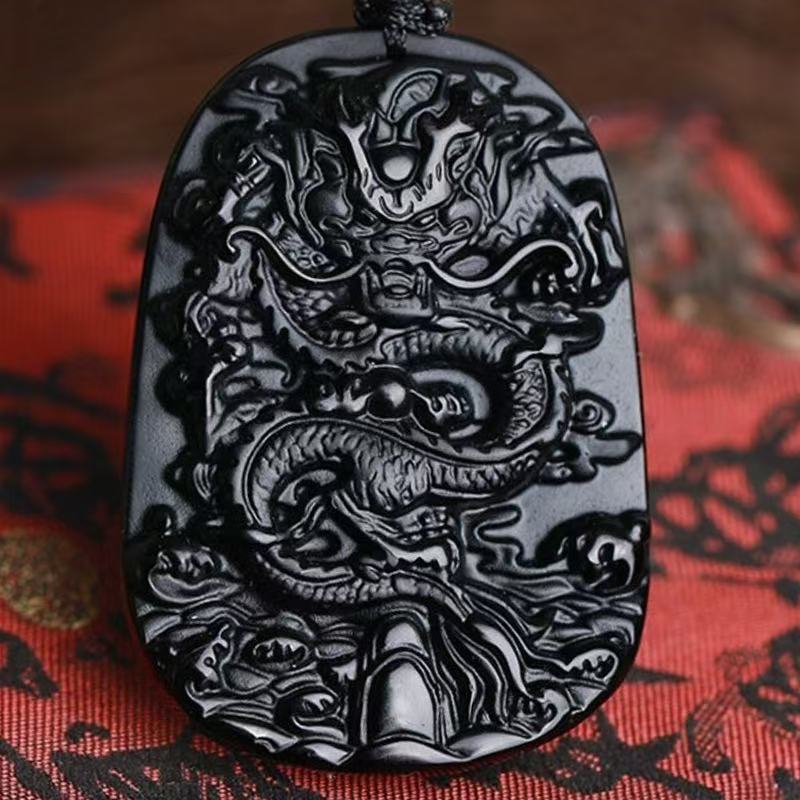 Manufacturer wholesale imitation obsidian dragon pendant, couple's necklace, zodiac dragon birth year lucky charm pendant