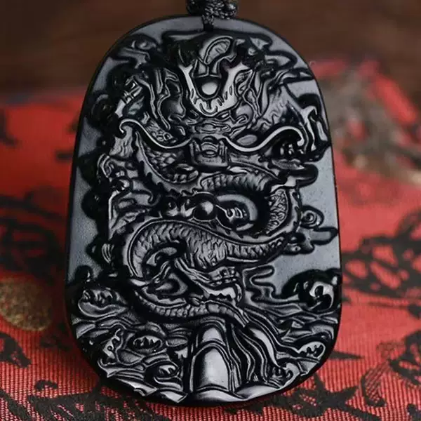 Manufacturer wholesale imitation obsidian dragon pendant, couple's necklace, zodiac dragon birth year lucky charm pendant