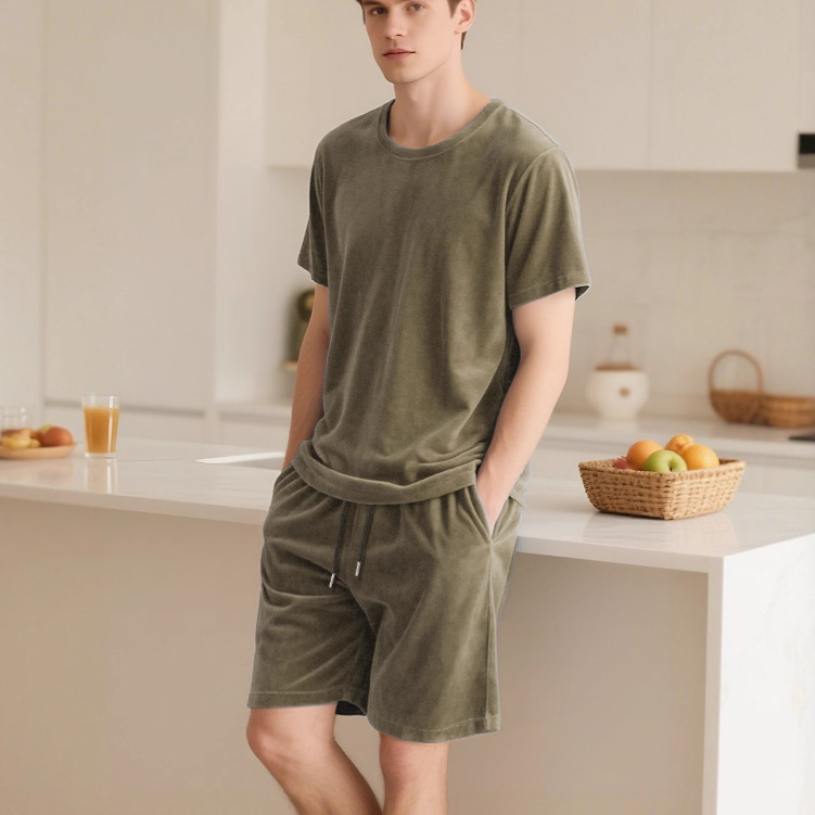 Nuevo transfronterizo de Europa y América Amazon TEMU nuevo hombre de manga corta pantalones cortos deportivos casuales cuello redondo T-shirt de color sólido