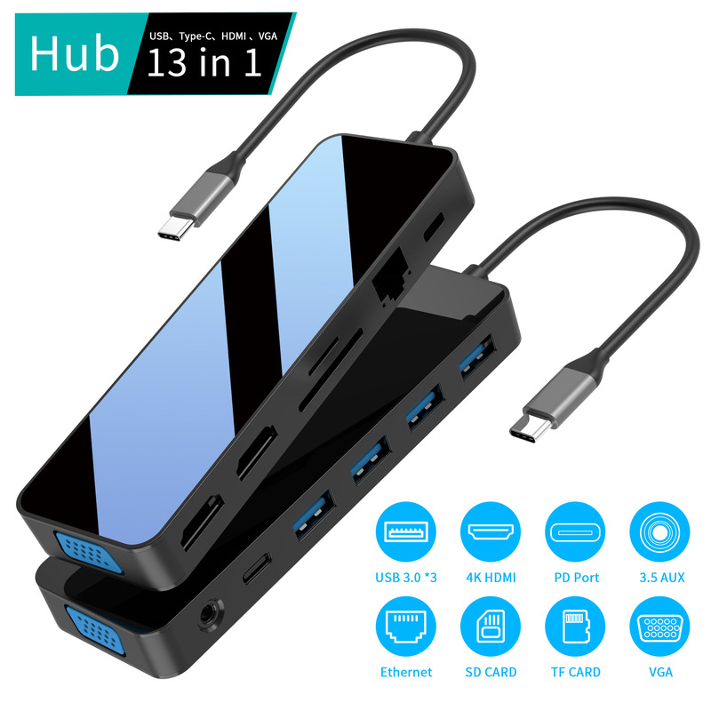 USB C Hub Hub gigabit network port dual Hdmi VGA USB-C expansion dock 13-in-one docking station USB C Hub Hub gigabit network port dual Hdmi VGA USB-C expansion dock 13-in-one docking station