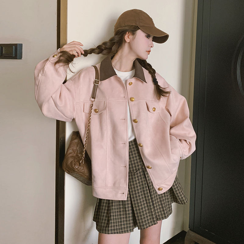 Pink Jacket Women's Spring & Fall 2025 New Korean Preppy Style Sweet Age-Reducing Casual Jacket Cardigan