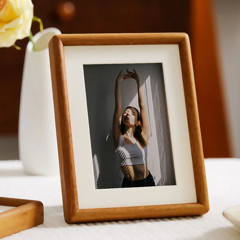 Solid Wood Photo Frame Desktop Stereo Framed Frame Rounded Corner Photo Frame Mortise and Tenon Structure Couple Photo Frame Photo Frame