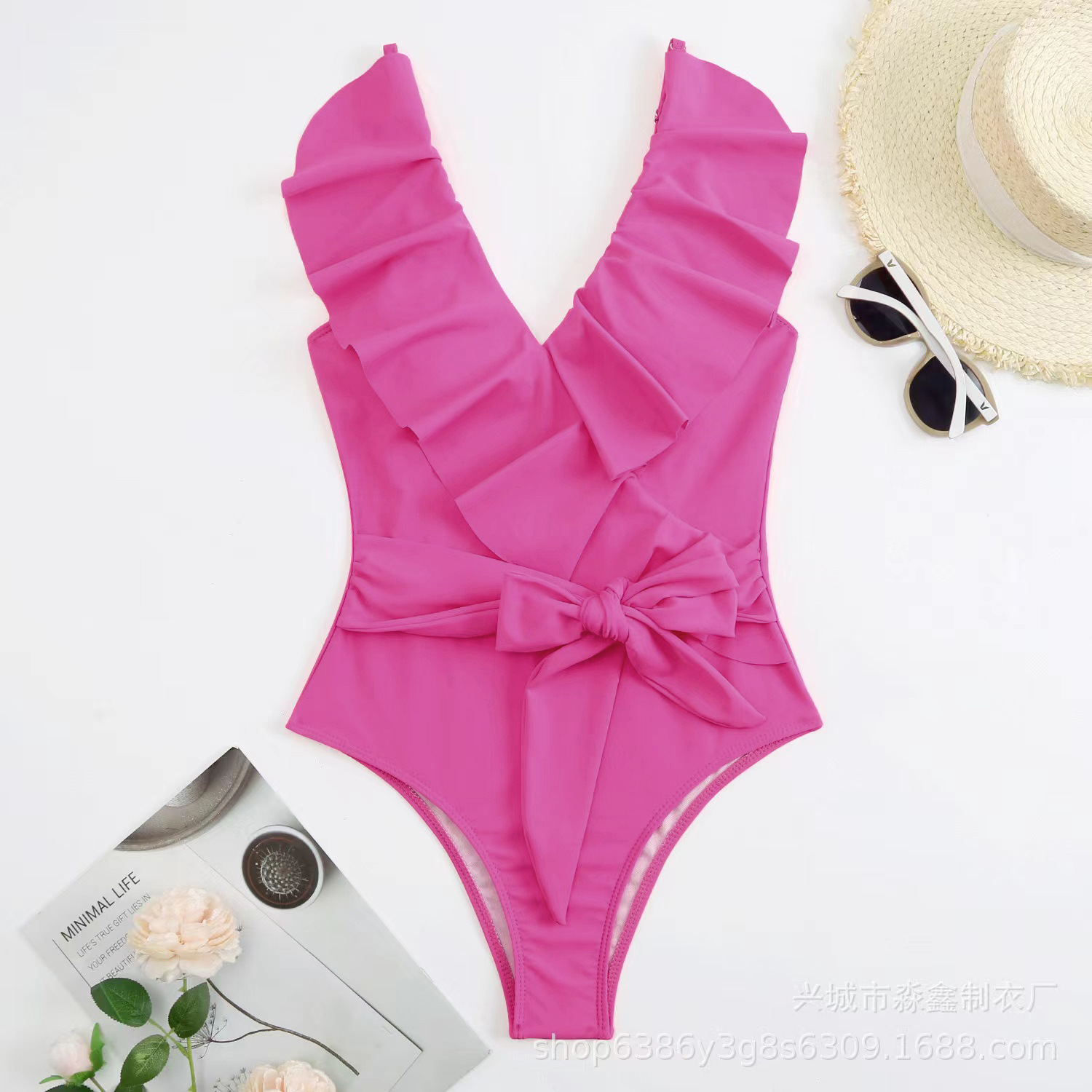 2022 nuevo traje de baño de comercio exterior europeo y americano sexy Flying Edge Correa Bikini de una pieza para mujer traje de baño Amazon