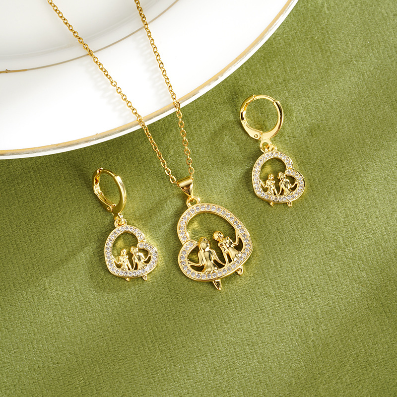 Vietnam arena oro micro incrustaciones ligero lujo hueco amor collar mujer pareja pendientes diseño de nicho sentido joyería al por mayor