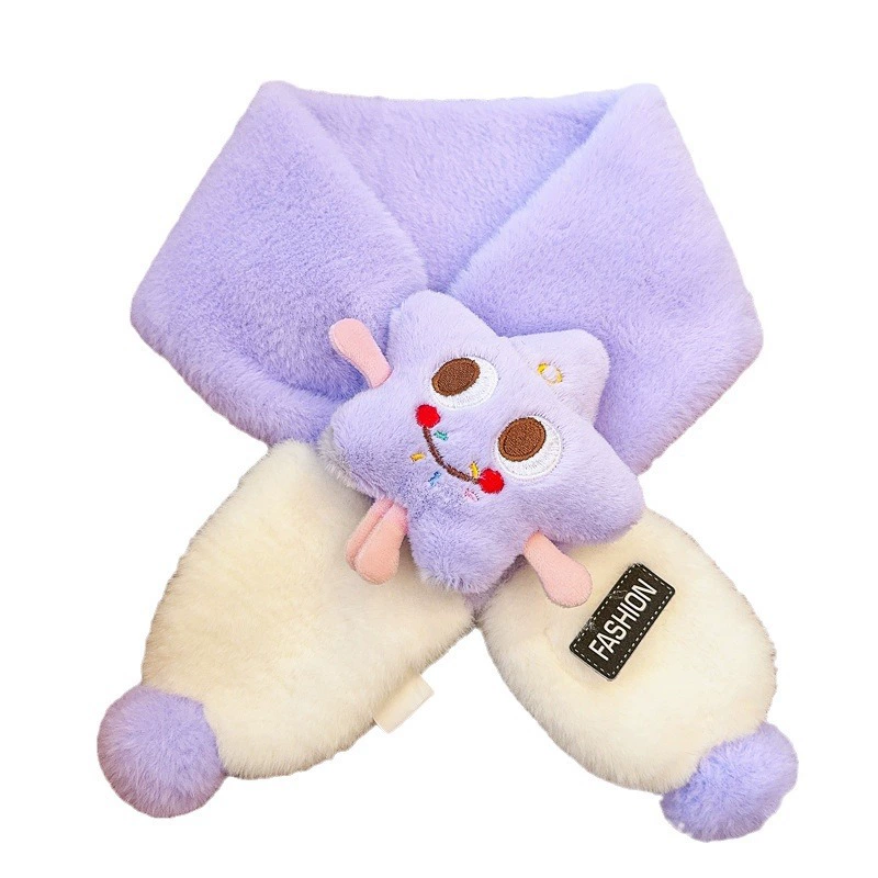 Children's demi-season cute keep warm cartoon windproof scarf, plush