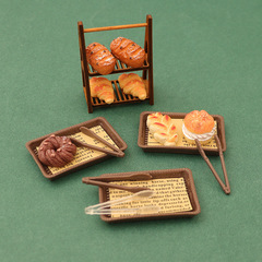 Dollhouseミニチュア食パンクリップベーキングトート皿パッドペーパー人形家キッチンシーンモデルアクセサリー