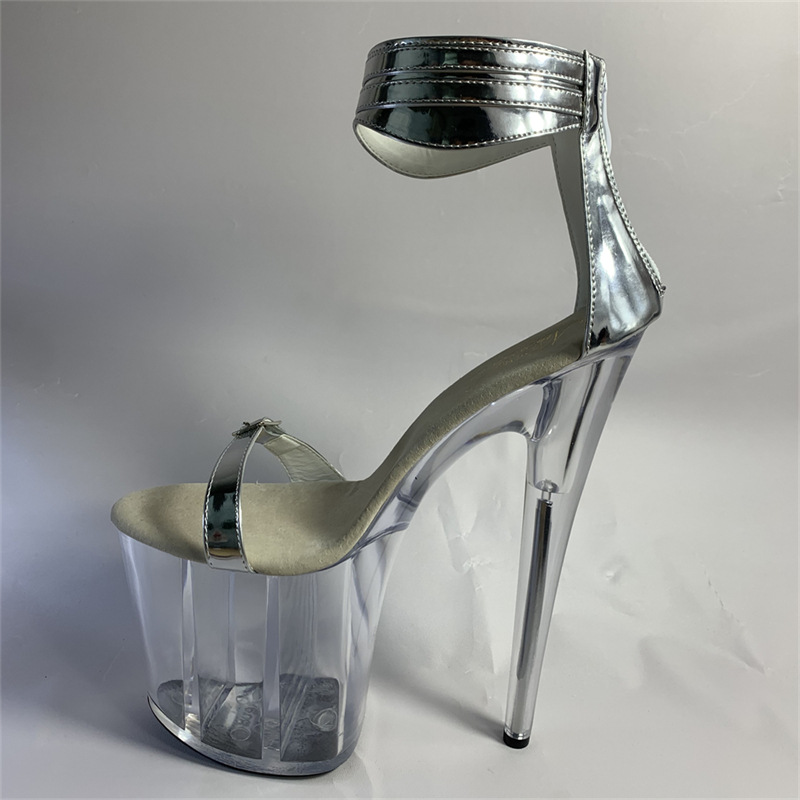 Sandalias de tacón alto de las mujeres 2021 nuevo verano stiletto punta abierta plataforma de fondo transparente tacón alto moda más tamaño zapatos de mujer