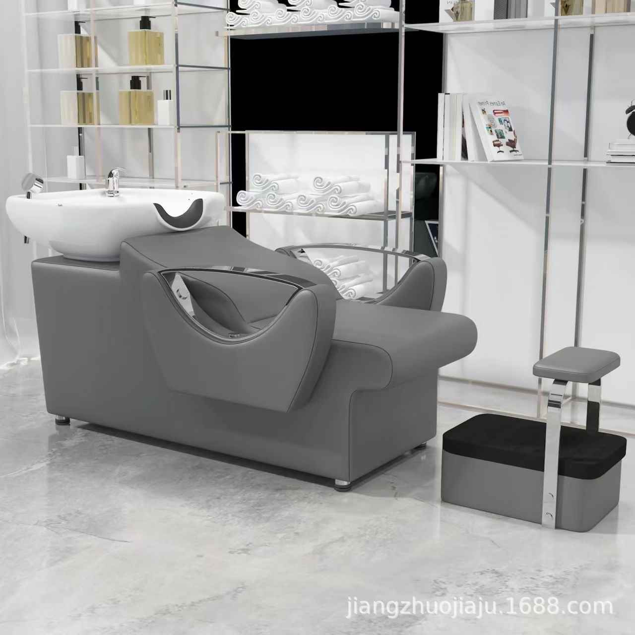 Red en línea lavabo de cerámica lavabo de cabello salón de pelo sillón lavabo de cabello cama de lavado de agua lavabo de cabello barbería cama de lavabo de cabello cómodo