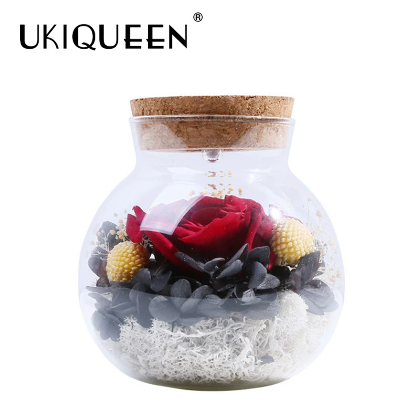 Yunnan inmortalidad flor rosa botella de deseo copa de vidrio temporada de graduación para maestros y estudiantes regalos de cumpleaños superiores al por mayor