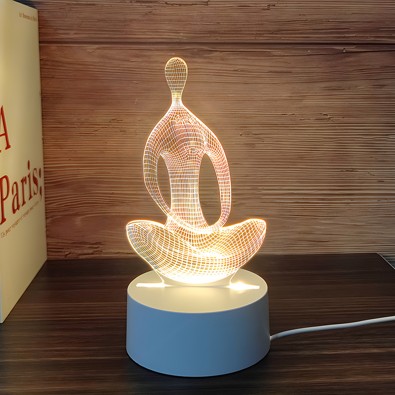 Venta al por mayor luz nocturna 3D USB niños dibujos animados regalo de Navidad lámpara de mesa pequeña atmósfera transfronteriza fijo logotipo acrílico
