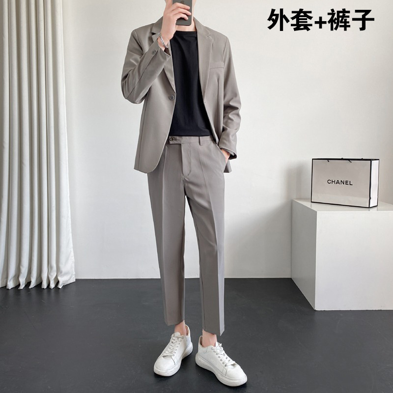 살구그레이 투피스 수트(탑+바지)