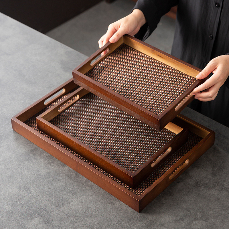 Household Serving Tray Japanese Dry Infusion Table Storage Tray Heavy Bamboo Mat Tea Tray Study Bamboo Rectangular Tray