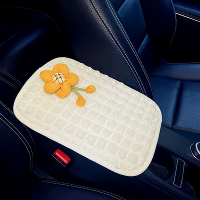 Waffle Grids Car Armrest Box Mat Center Console Mat Wear-Resistant Mat Anti-Slip Mat Fabric Four-Season Universal Mat