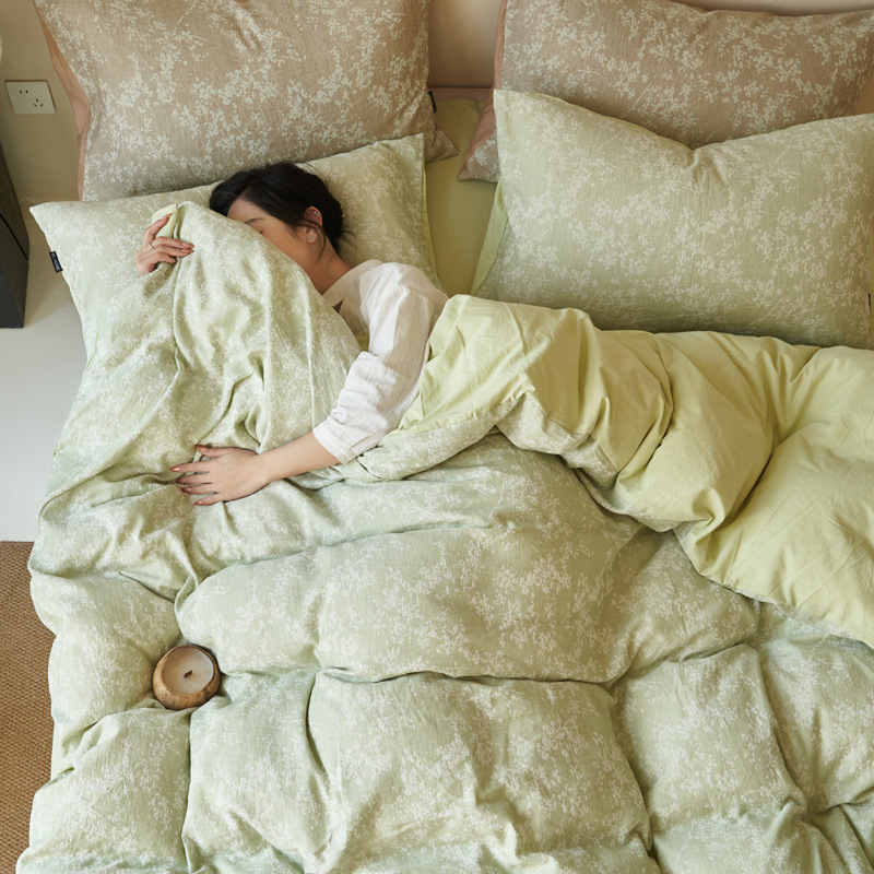 Una clase de algodón de tres capas de hilo de cuatro piezas de algodón puro simple Jacquard sábanas de cama de tres piezas de ropa de cama