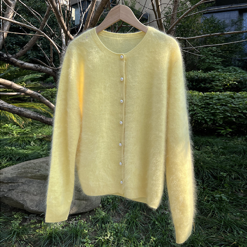 [Autumn Benefit Small Jacket] 100 Cashmere Brushed Spring Bright Color Women's Cardigan Temperament Sweater