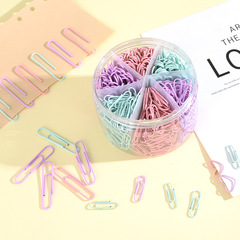 Cross-border bucket of arrowhead-shaped macaron color large and small 600 pieces of palindrome pins for data classification with 28mm paper clips