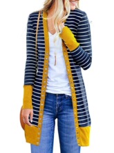 E 76129 Striped Splicing Cardigan ����ƴ�ӿ��� ŷ���羳