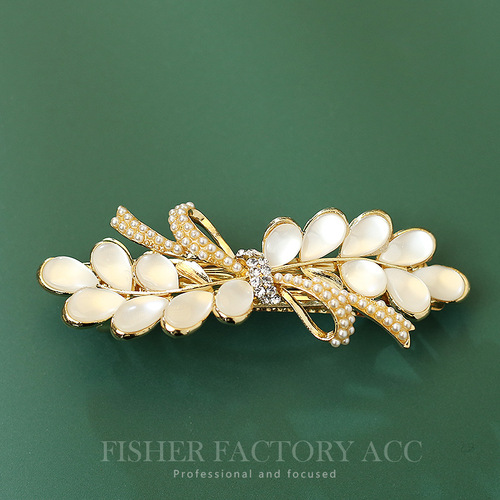 Korean-style cat-eye spring clip sweet bow hair clip large size side clip one-piece clip elegant hair pin hair accessory