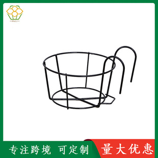 Round Flower Pot Hanger Iron Guardrail Flower Pot Hanging Shelf Balcony Hanging Flower Pot Rack Railing Shelf