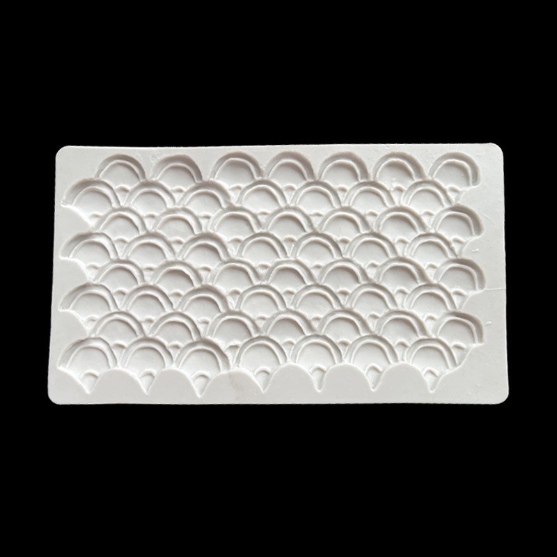 Pastel de fondant de panal de diamantes horneados de bricolaje, molde decorativo de borde de escamas de pescado, molde de silicona con textura de ondas de agua de olas del mar