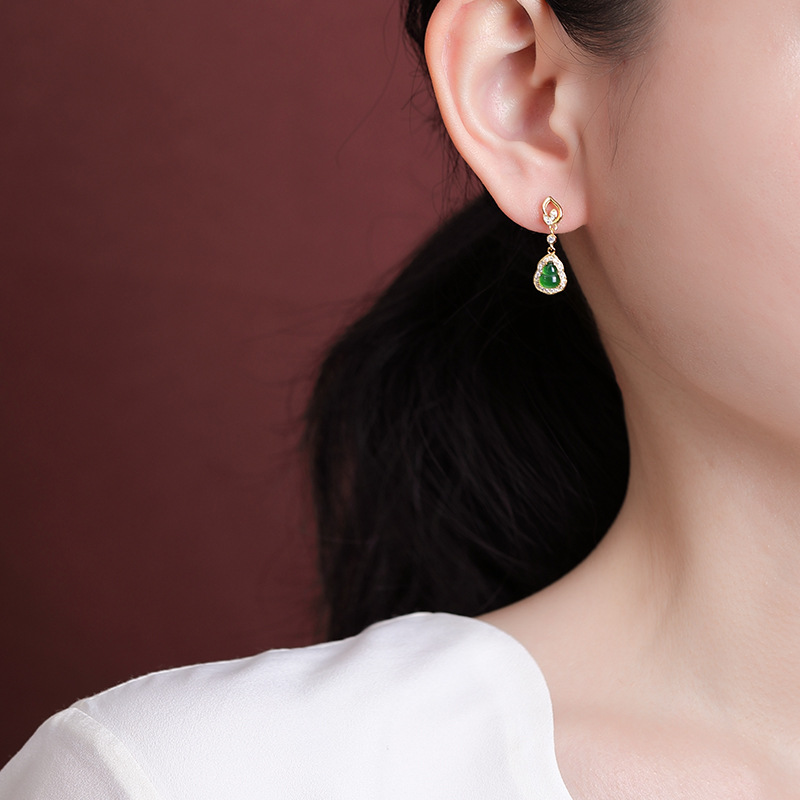 Bông tai bầu Fulu cổ điển mạ vàng bạc S925 — Kiểu màu bạc