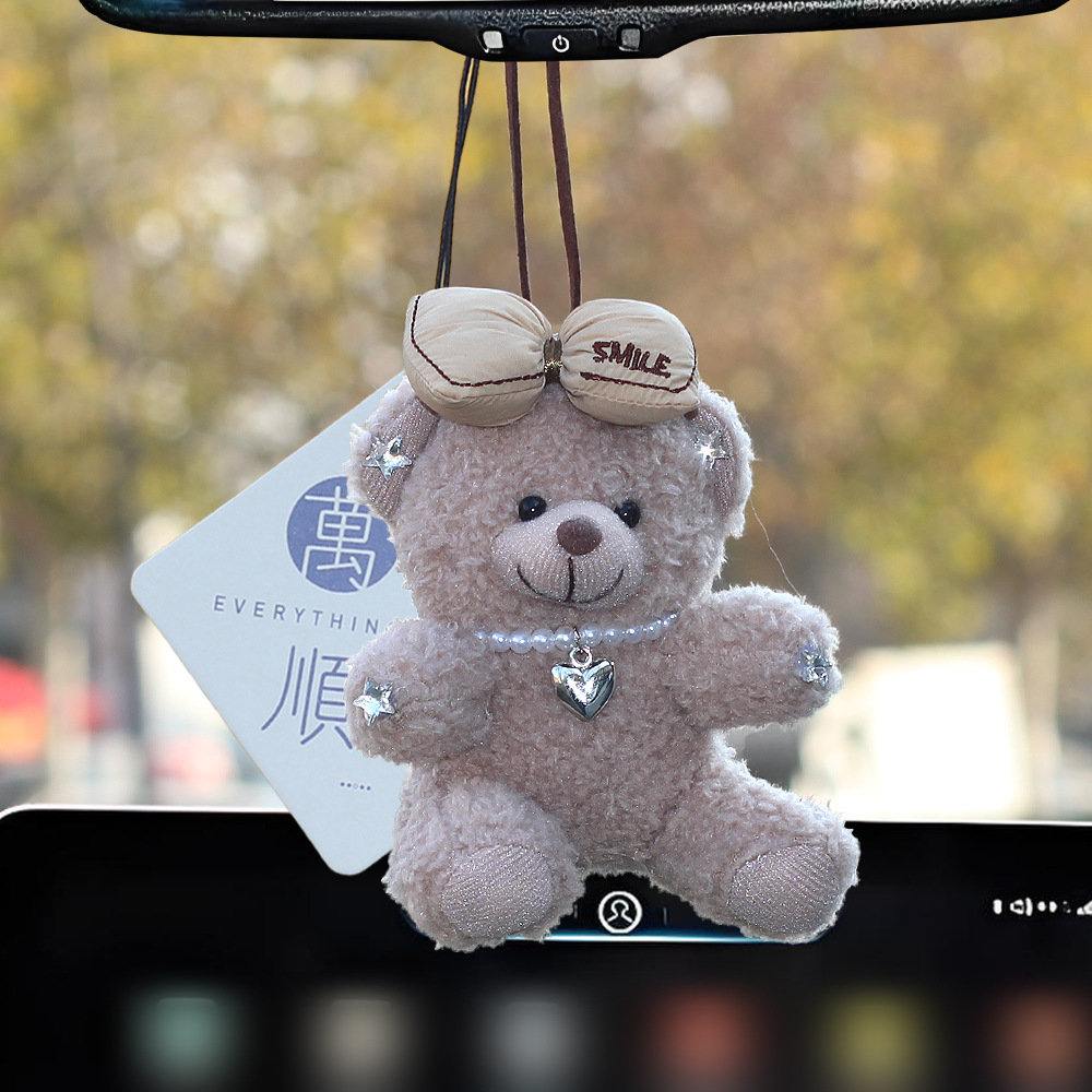 Pequeño oso de peluche colgante de automóviles colgante de automóviles colgante de automóviles espejo retrovisor colgante de automóviles adornos perfumados joyas mujeres