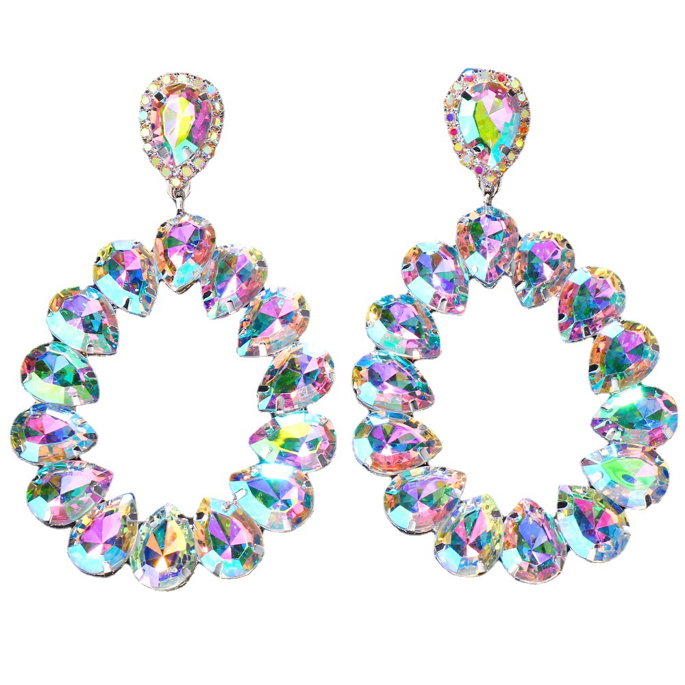 Moda transfronteriza pendientes de diamantes de imitación accesorios europeos y americanos sexy exagerado completo diamante gota de agua pendientes accesorios personalizados pendiente image 6