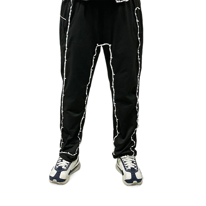 LED iluminado pantalones recto bar fiesta escenario pantalones APP control remoto LED espectáculo ropa de iluminación