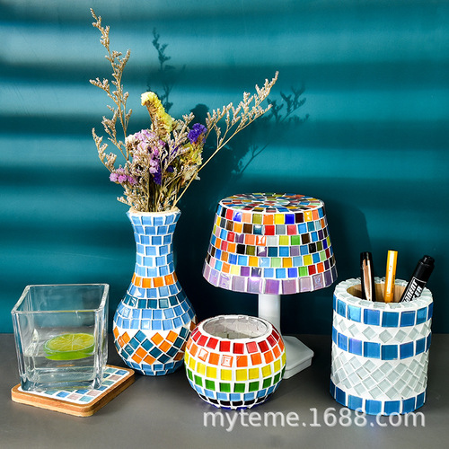 450 grains of colored crystal glass 1 cm mosaic collage creative art children's handmade diy materials