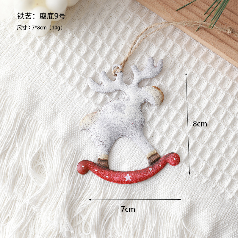 Navidad nórdica calcetines colgantes de hierro forjado hombre de nieve viejo colgantes de hierro forjado casa bolsa de regalo decoración del árbol de Navidad colgantes