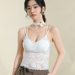 蝶美背レースのキャミソールの女性用胸パッド付きの一体式の光を防ぐ夏の薄いタイプの跡のない大きいサイズの下着
