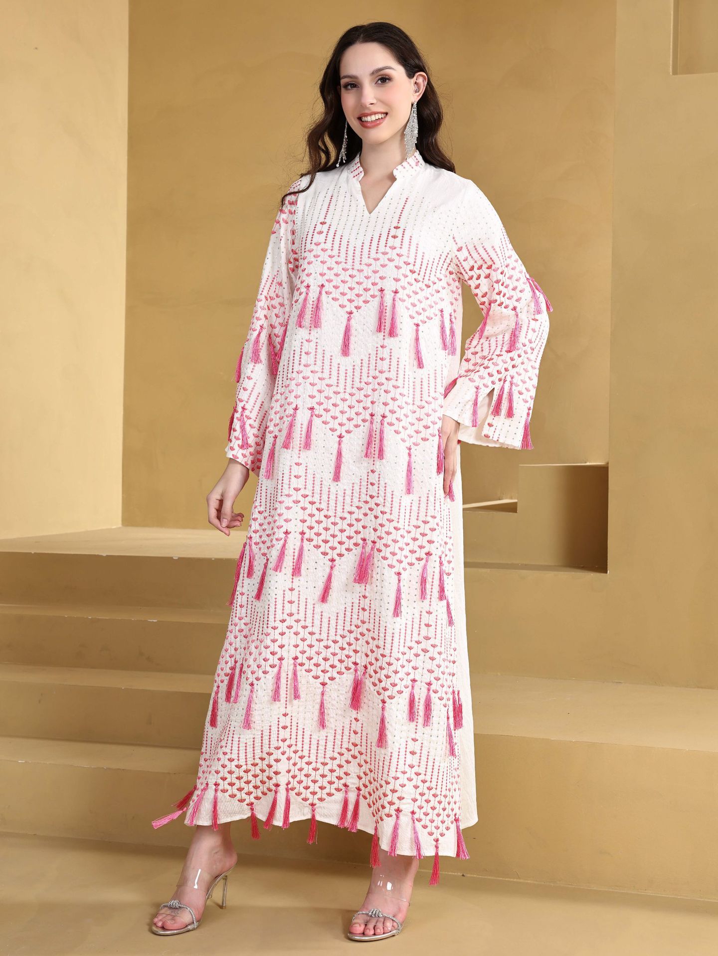 ML5005 Middle Eastern Arab Muslim Robe Foreign Trade Abaya Cross-Border New Dress Women's Ethnic Style_ecoleips.com