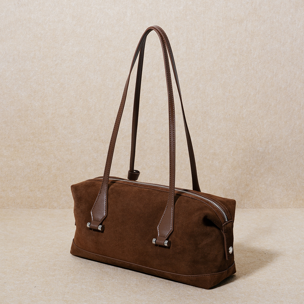 Commuter Matte Cowhide Tote Bag Women's Handbag Boston Retro Luxury Baguette Shoulder Underarm Bag